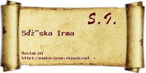 Sáska Irma névjegykártya