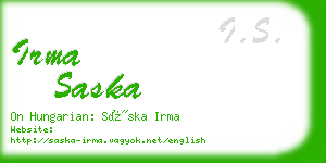 irma saska business card